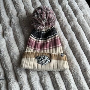 Nashville Predators Multicolor Striped Beanie with Pom